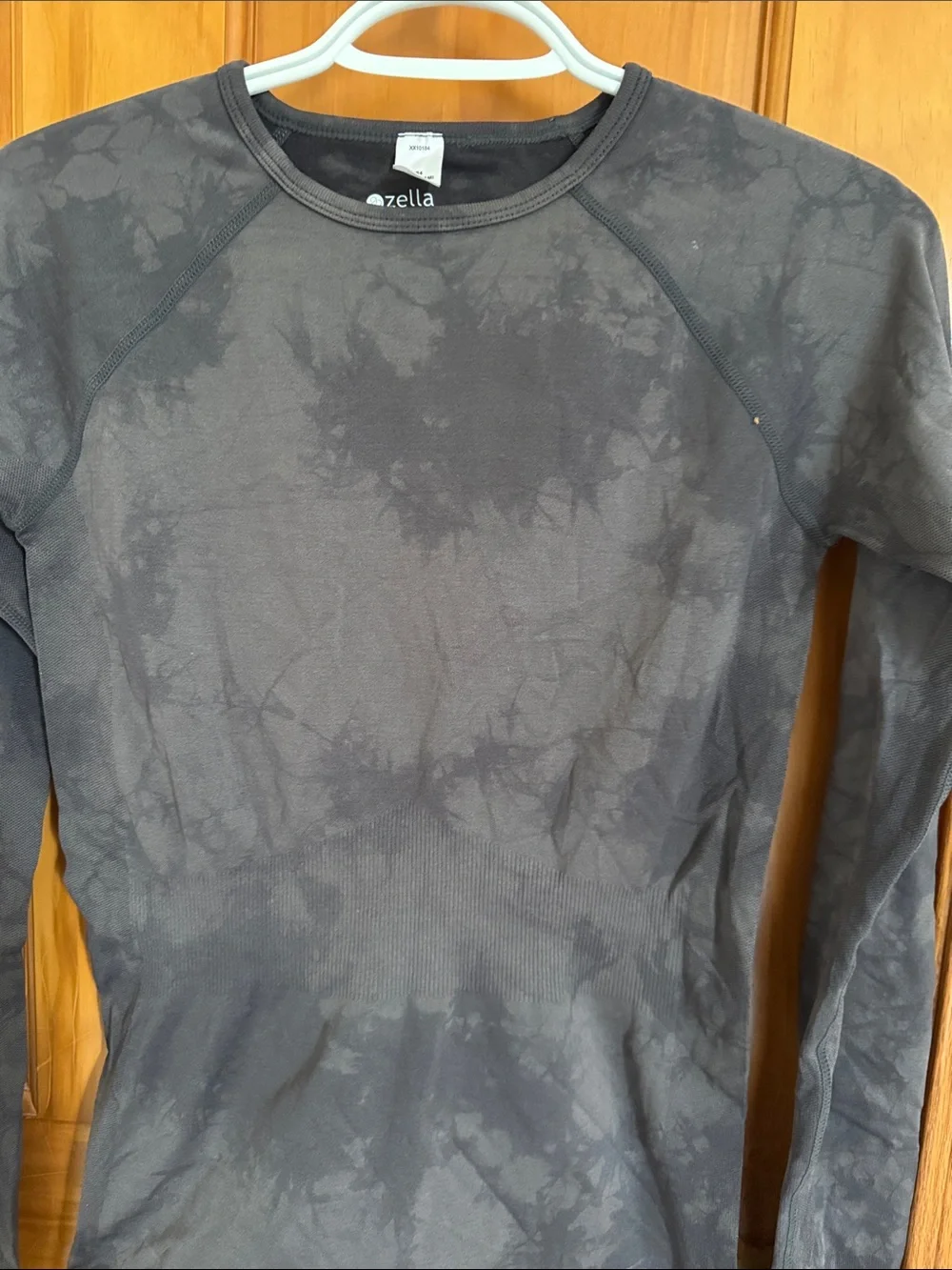 Zella Charcoal Tie-Dye Seamless Long Sleeve Top